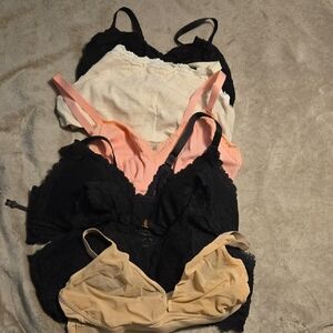 Aerie Sz XL Bralette Lot  Black, Pink, and Cream Bras Set